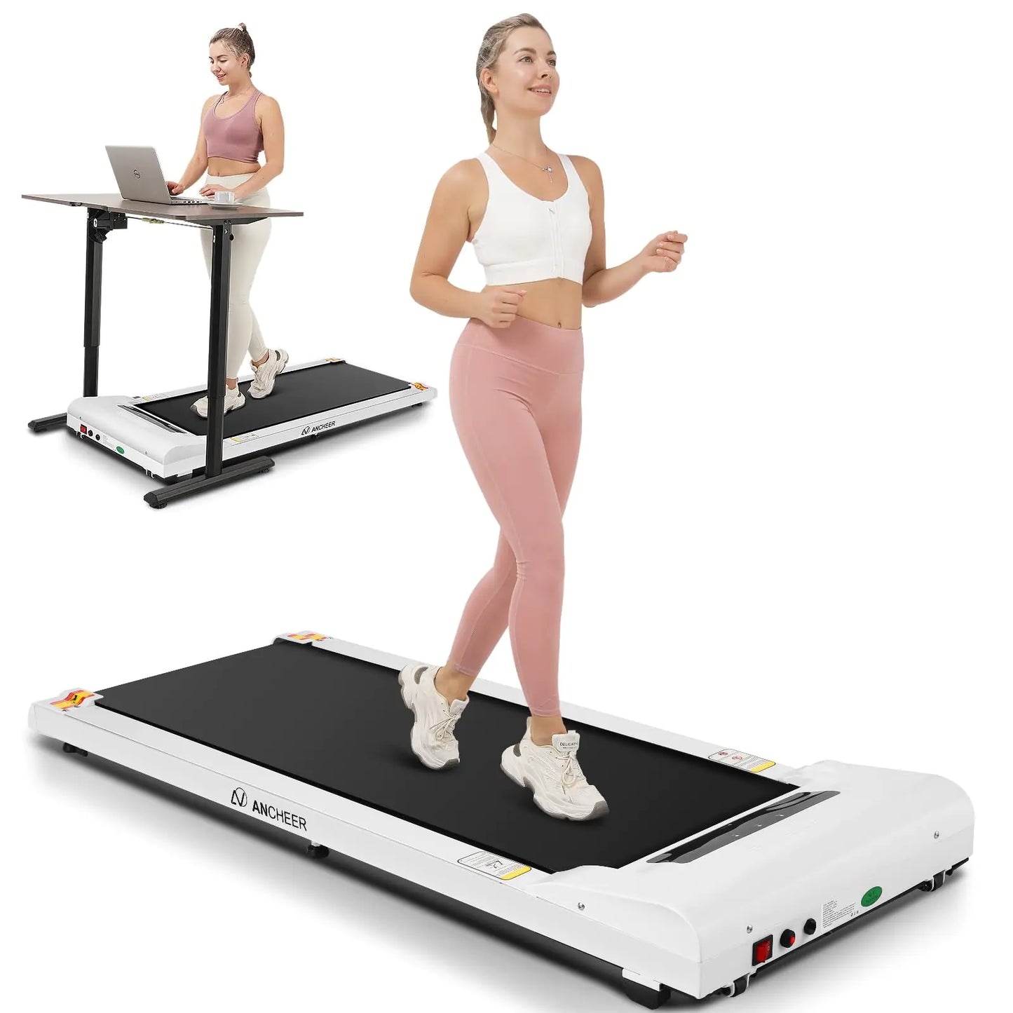 VELLIZ ANCHEER 2.5HP Under Desk Walking Treadmill - Quiet Home Office Fitness Equipment