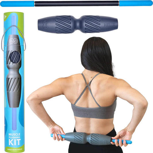 RAD 2-in-1 Muscle Flushing Kit - Includes Exercise Foam Roller & Massage Roller Stick - Deep Tissue Massage Roller - Muscle Foam Roller for Myofascial Release Mobility & Recovery