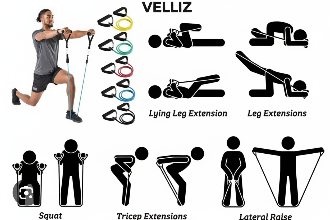 VELLIZ Premium Resistance Band pack- with Complete Accessories