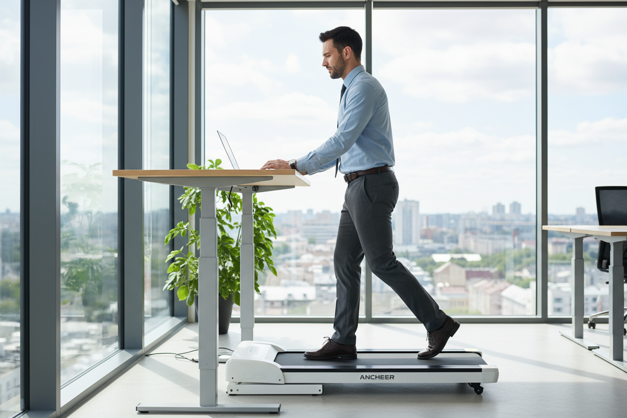 Business Professional Using Treadmill