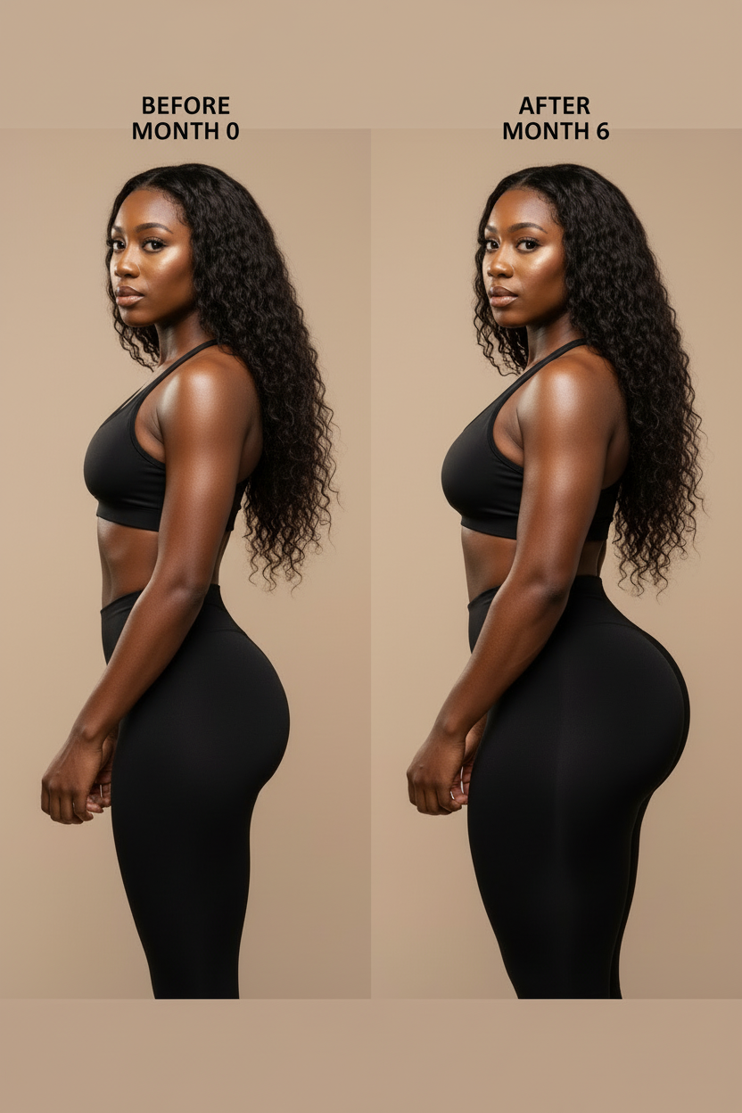 Dramatic skinny to thick fitness transformation - Black woman