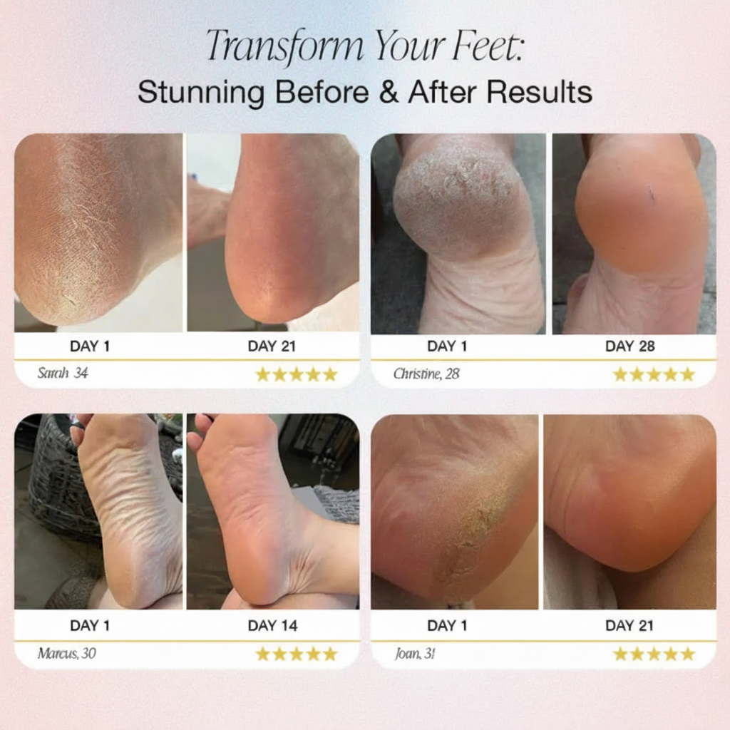 Transform Your Feet - White Background Purple Text