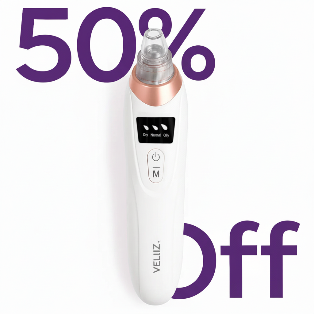 VELLIZ ClearPore™ 50% Off - Purple Text