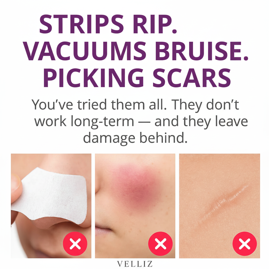VELLIZ ClearPore™ - Strips Rip Infographic Purple
