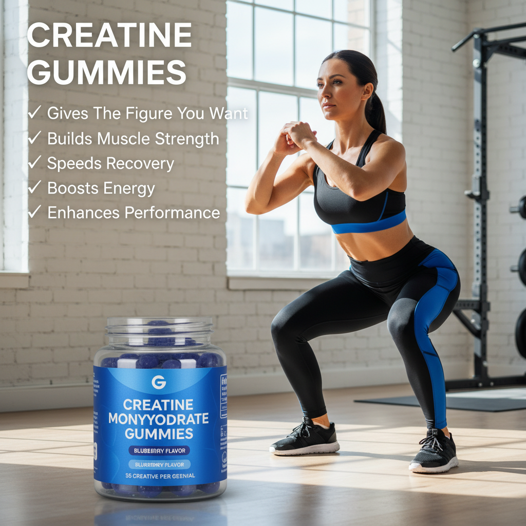 Woman doing squats with creatine benefits