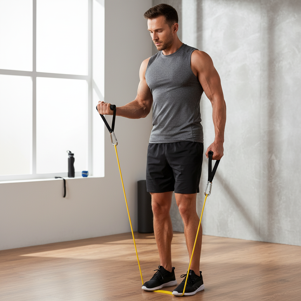 Yellow Band Bicep Curls